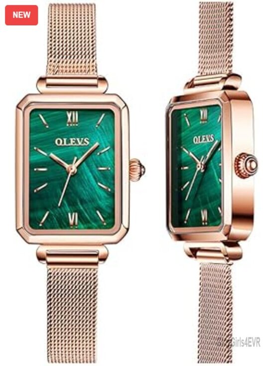 Luxury Square Face Watch - Retro Gold Stainless Steel Mesh Band Analog Quartz main image 5